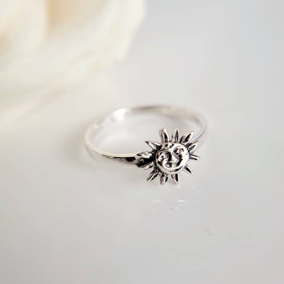 Sterling Silver Sun Ring, Women's Sun Ring, Minimalist Ring for Women - Picture 8 of 10
